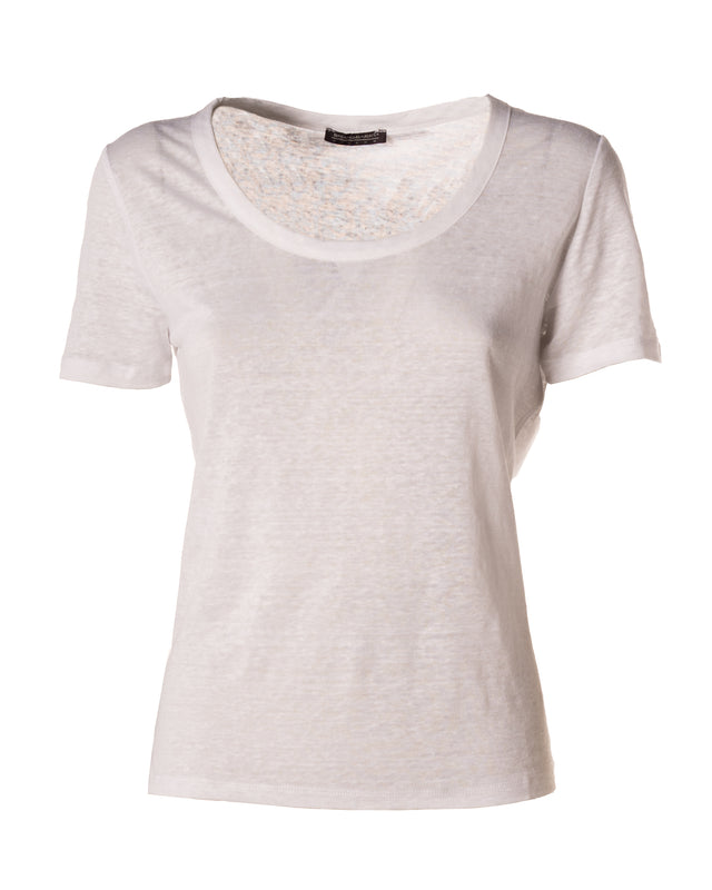 t-shirt girocollo 100% lino colore bianco