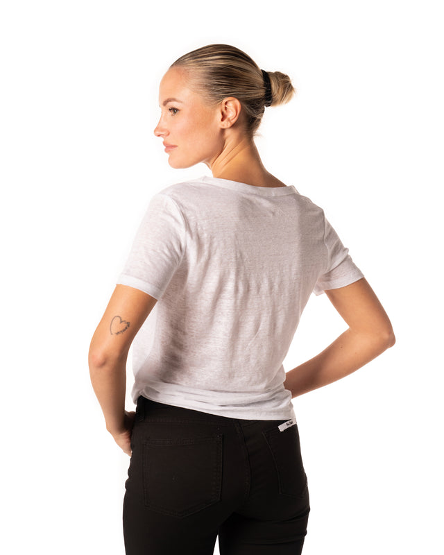 t-shirt girocollo 100% lino colore bianco