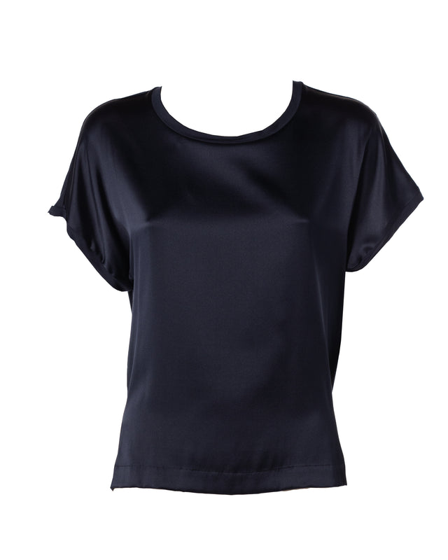 t-shirt seta stretch manica corta colore blu