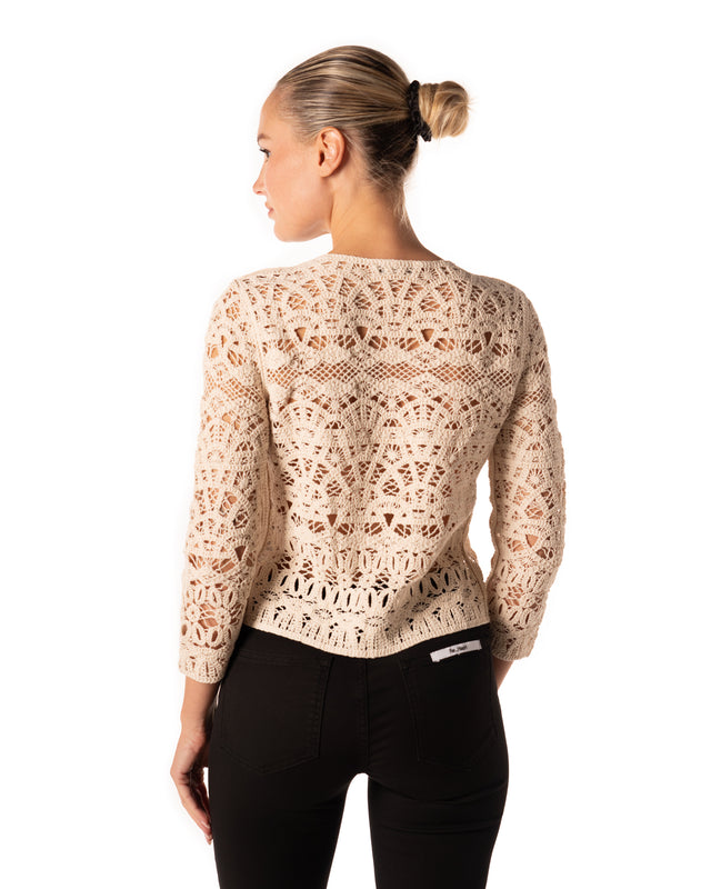 cardigan macrame colore avorio
