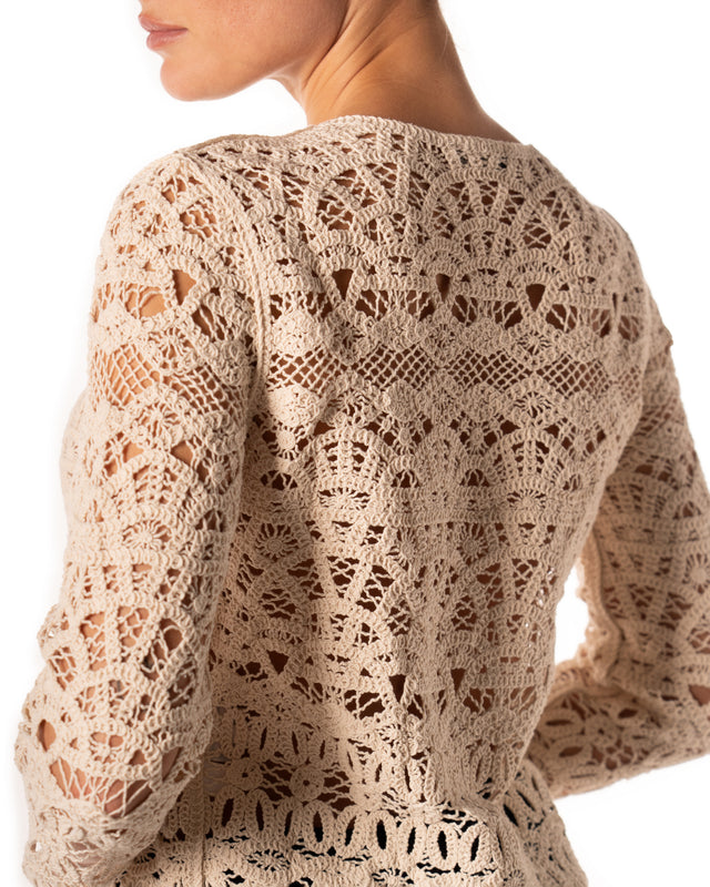 cardigan macrame colore avorio