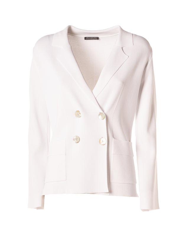 giacca doppio petto in maglia colore bianco