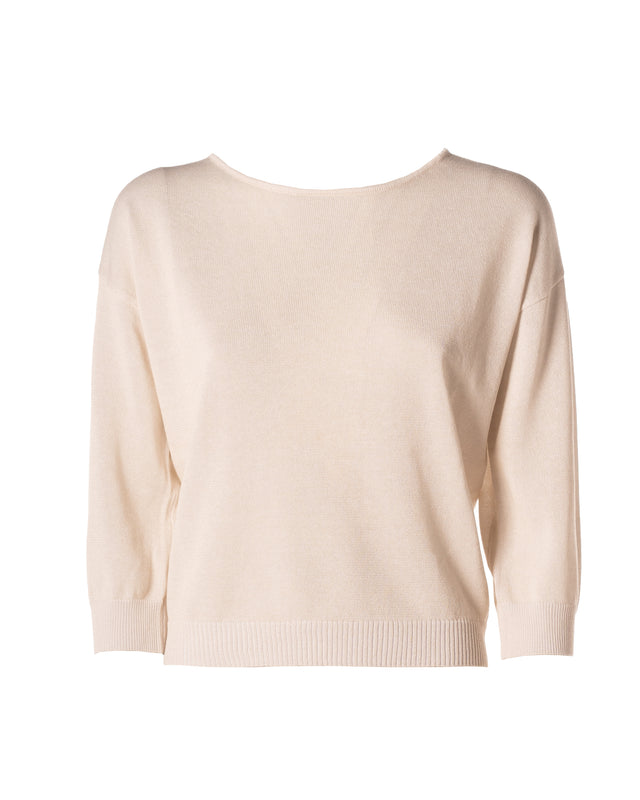 maglia collo ampio colore naturale