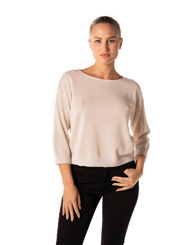 maglia collo ampio colore naturale