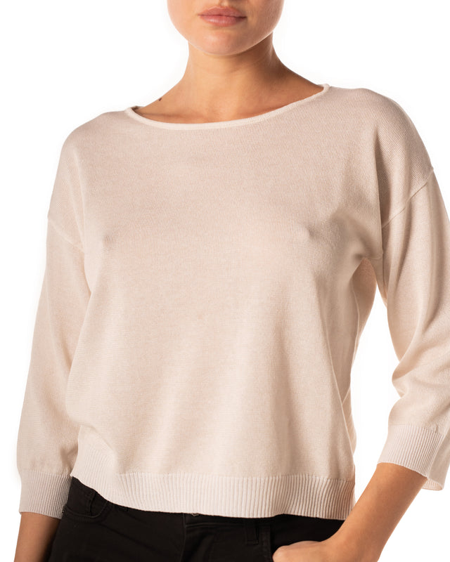 maglia collo ampio colore naturale