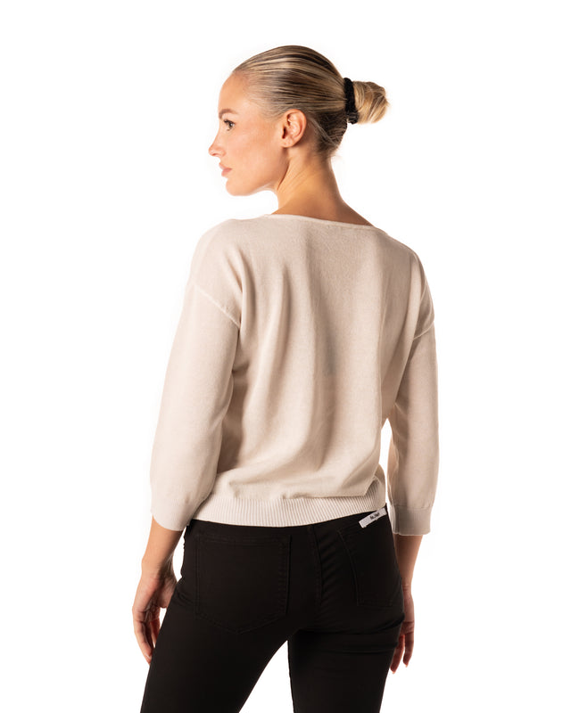 maglia collo ampio colore naturale