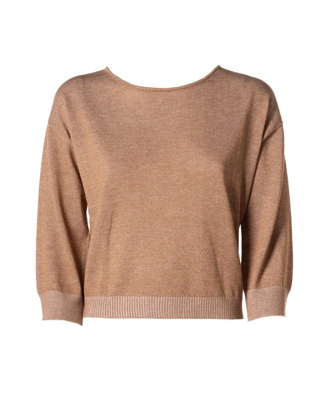 maglia collo ampio colore tabacco