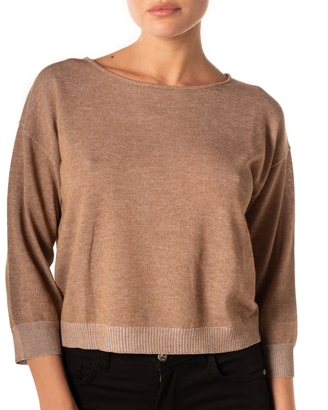 maglia collo ampio colore tabacco