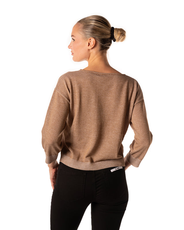 maglia collo ampio colore tabacco