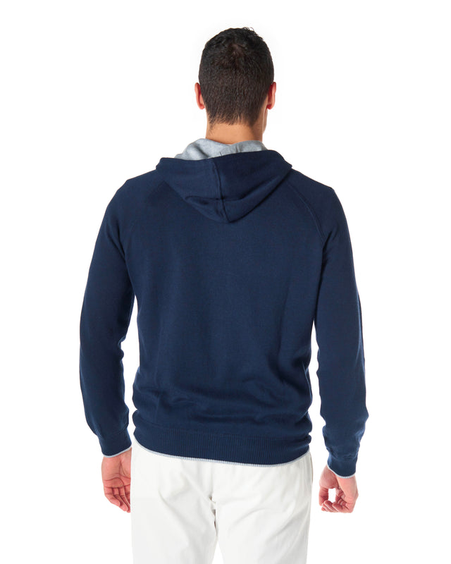 Felpa fullzip misto cachmere color blu