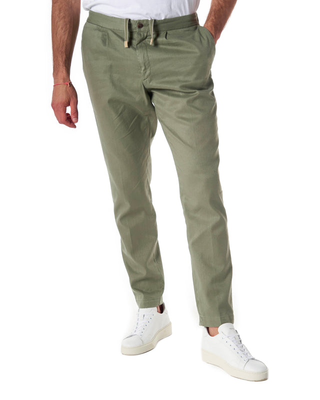 Pantaloni lino cotone color verde