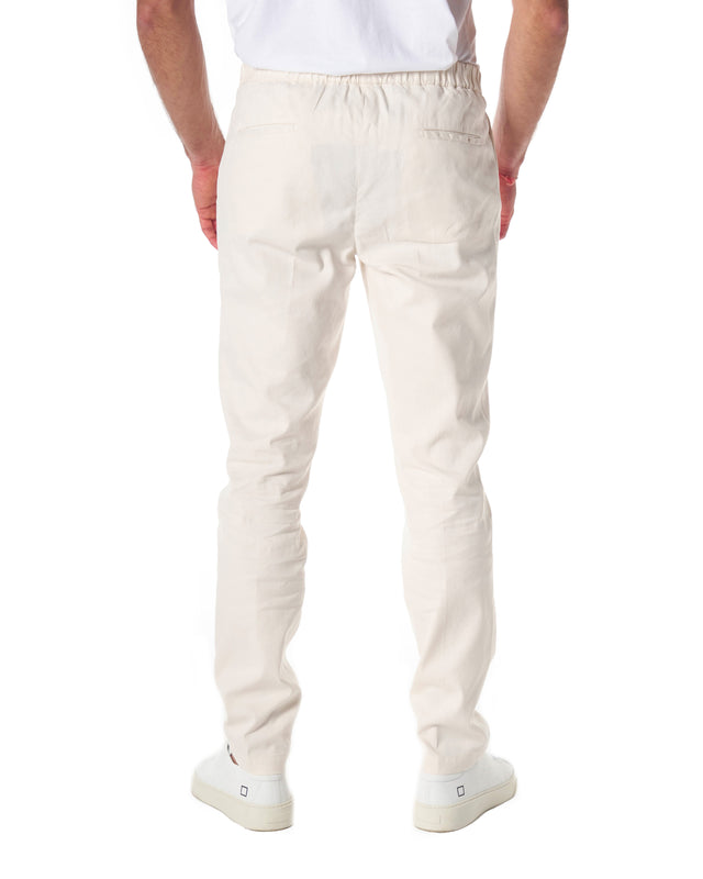 Pantaloni lino cotone color burro