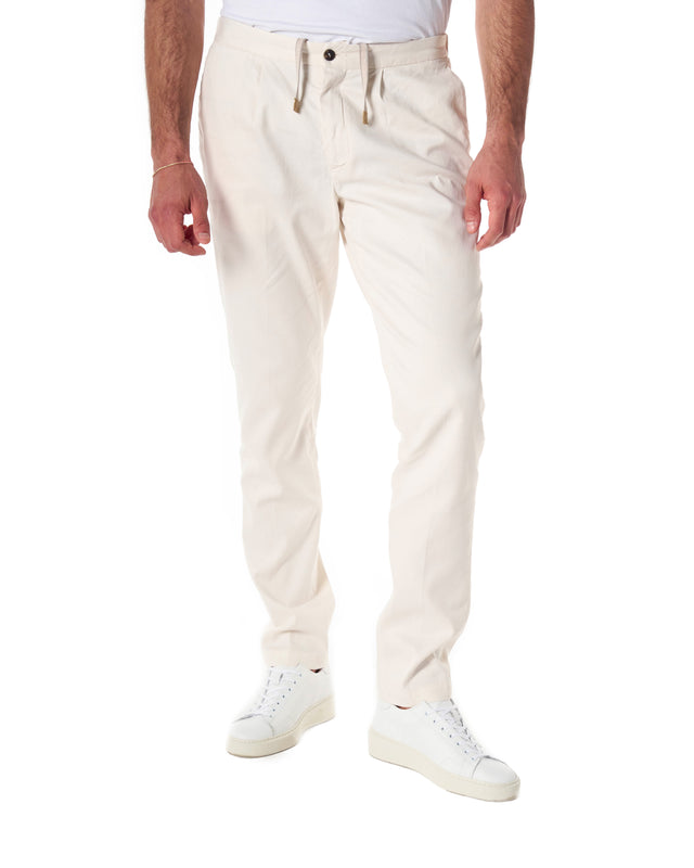 Pantaloni lino cotone color burro