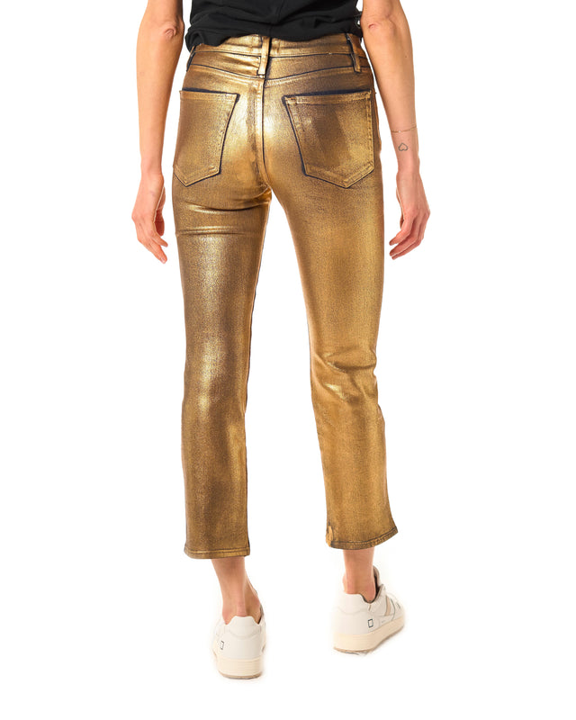 Jeans spalmato oro