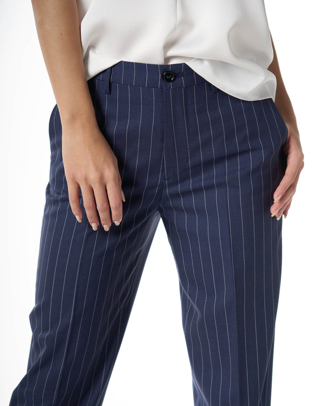 PANTALONI CHICCA GESSATO VITALE BARBERIS BLU