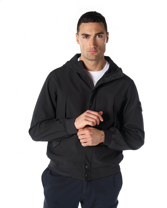 Giubbotto soft shell cappuccio color nero