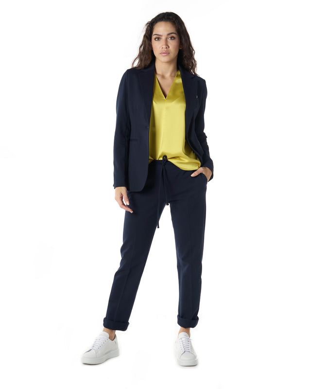 Giacca 1 bottone piquet color blu