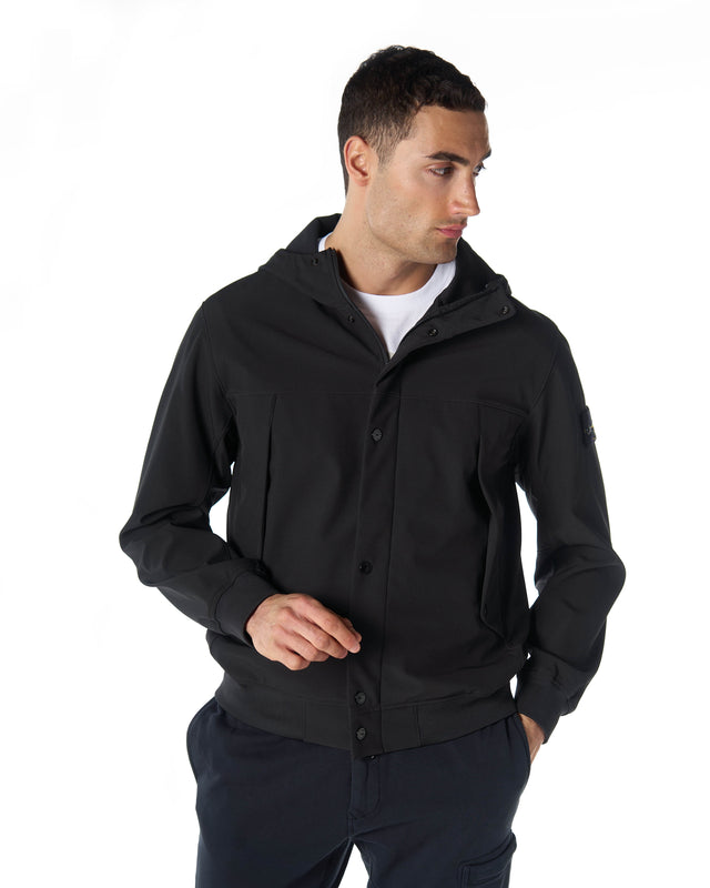 Giubbotto soft shell cappuccio color nero