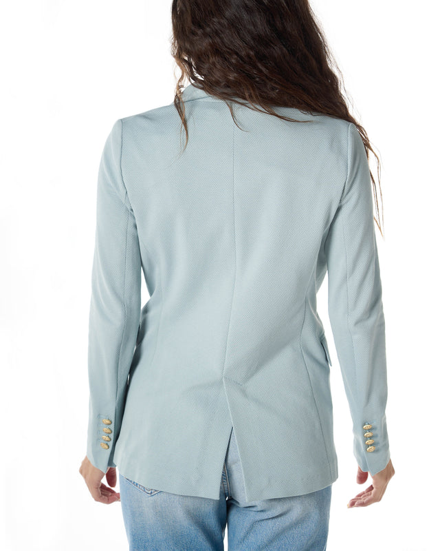Giacca doppio petto oxford color acqua