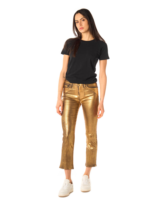 Jeans spalmato oro