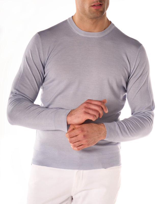 Girocollo merino color azzurro