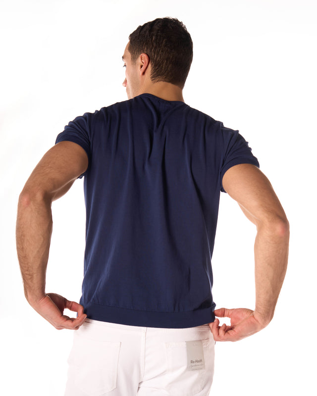 T-shirt lana cotone color blu