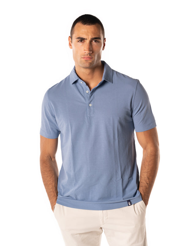 Polo crepe color azzurro