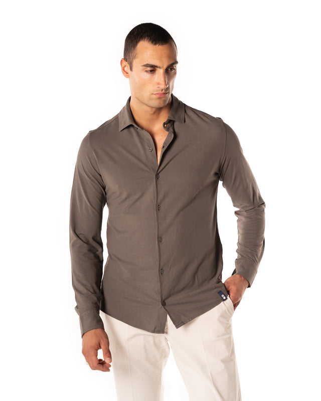 Polo camicia color toupe