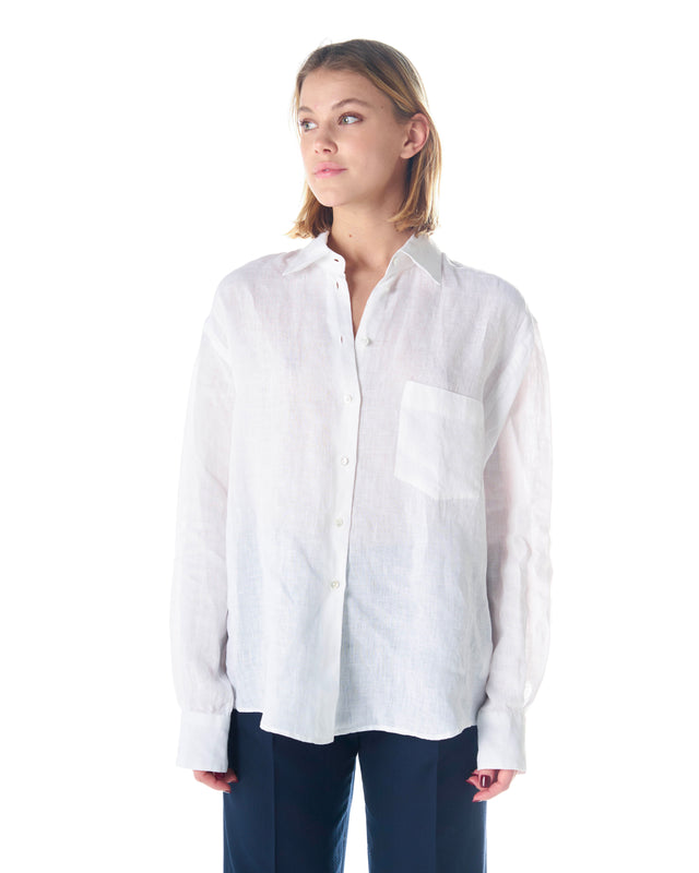 CAMICIA LINO OVERSIZE CON TASCHE