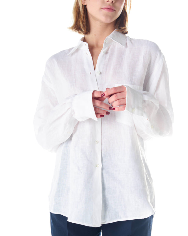 CAMICIA LINO OVERSIZE CON TASCHE