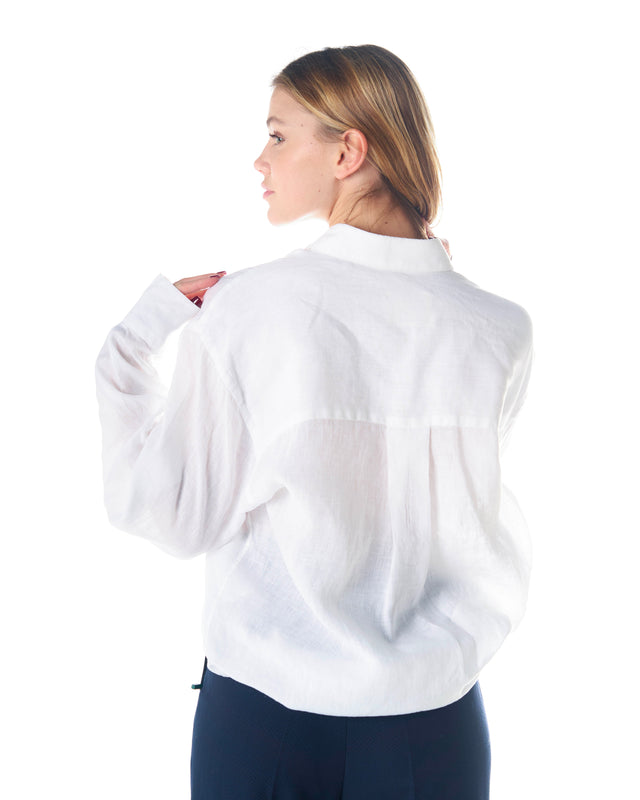 CAMICIA LINO OVERSIZE CON TASCHE
