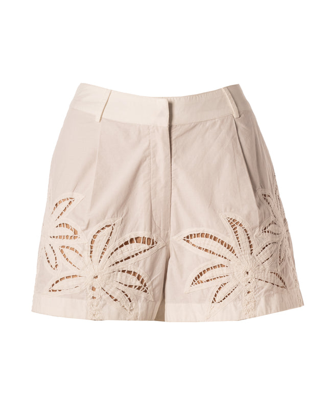 bermuda con ricamo fiore sangallo colore bianco