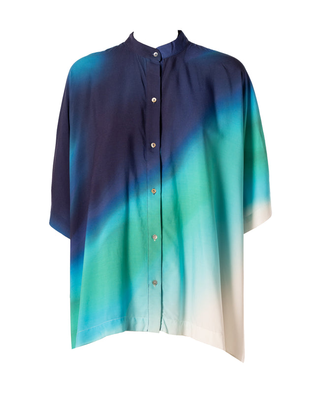 Camicia over coreana colori degradè blu azzurro