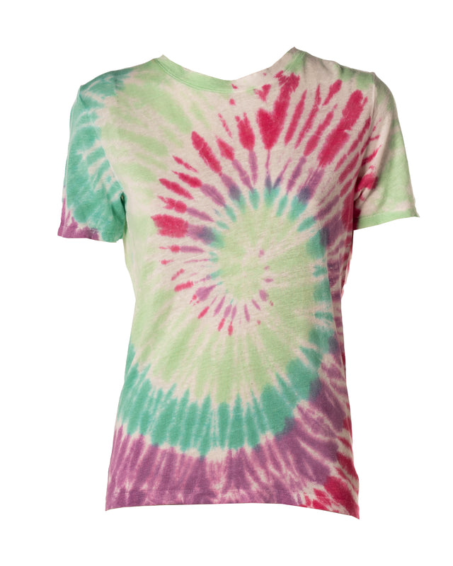 t.shirt tie and dye colore verde fucsia