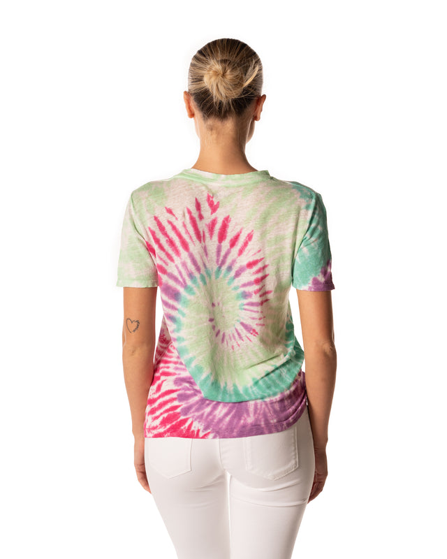 t.shirt tie and dye colore verde fucsia