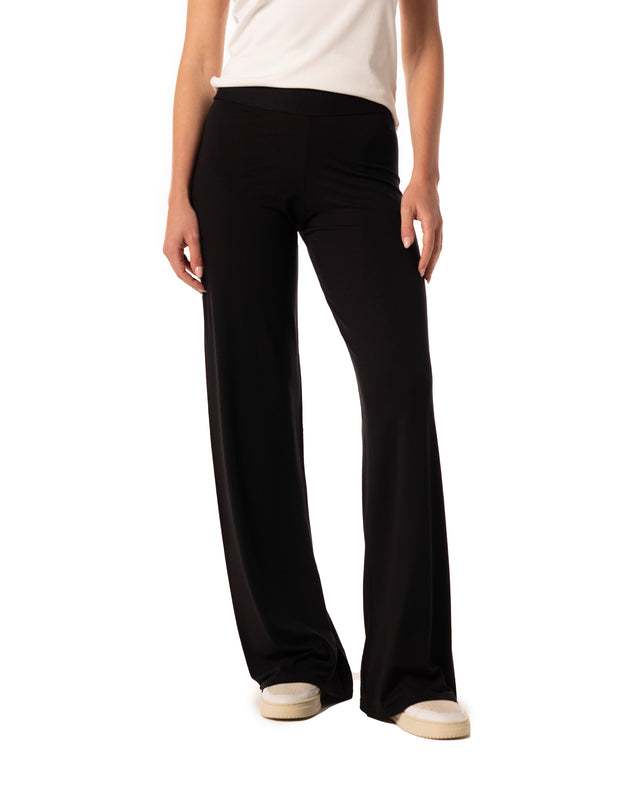 pantalone viscosa fluido con elastico dietro colore nero