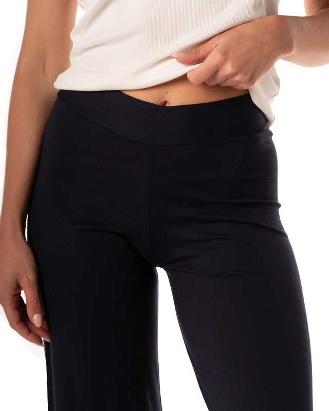 pantalone viscosa fluido con elastico dietro colore blu