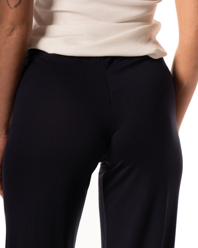 pantalone viscosa fluido con elastico dietro colore blu