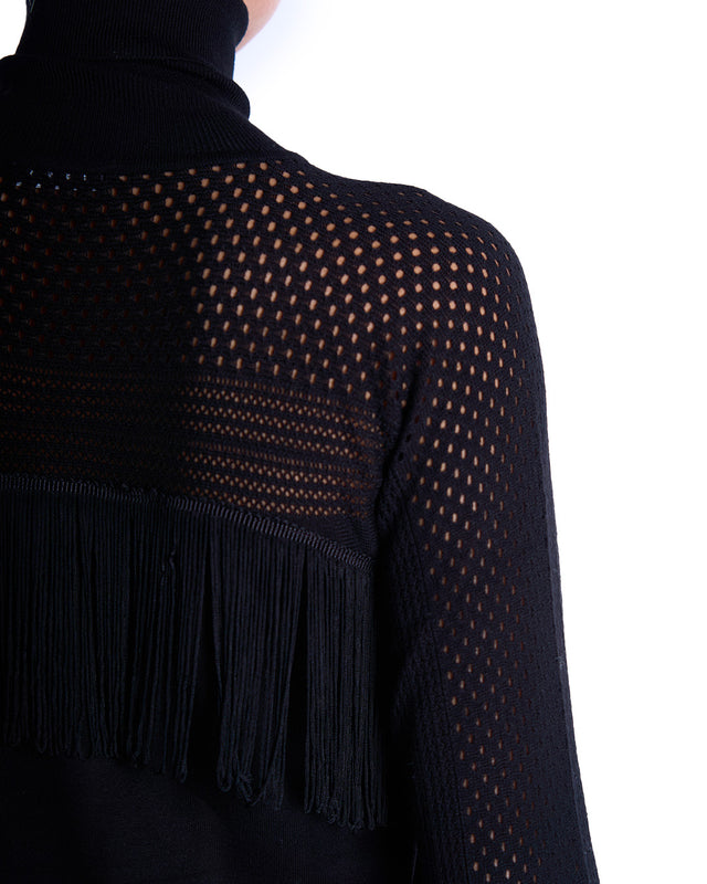 MAGLIA DOLCEVITA TRAFORATA FRANGE