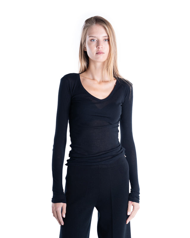 TSHIRT SCOLLO V MANICA LUNGA