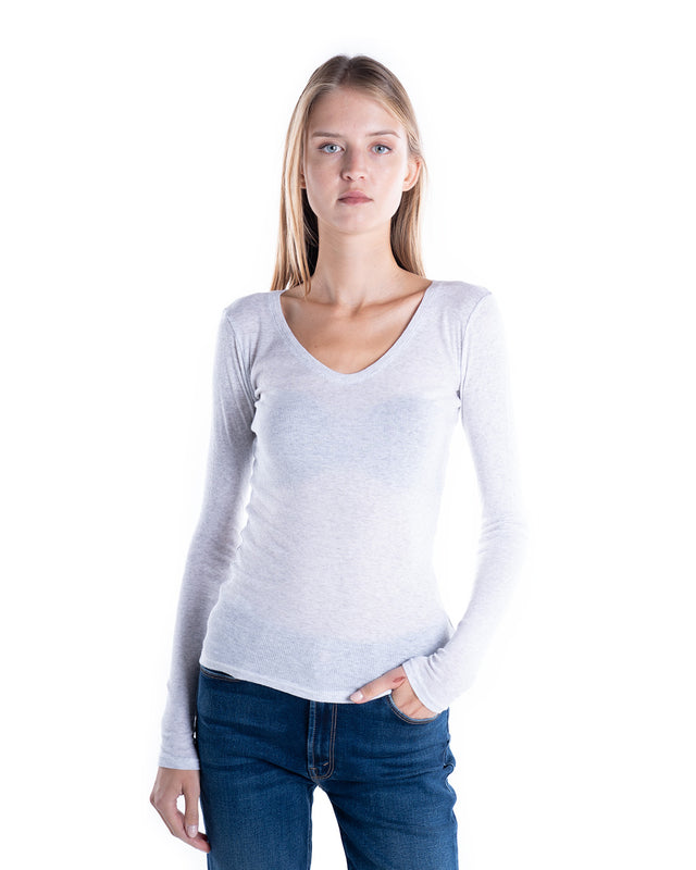 TSHIRT SCOLLO V MANICA LUNGA