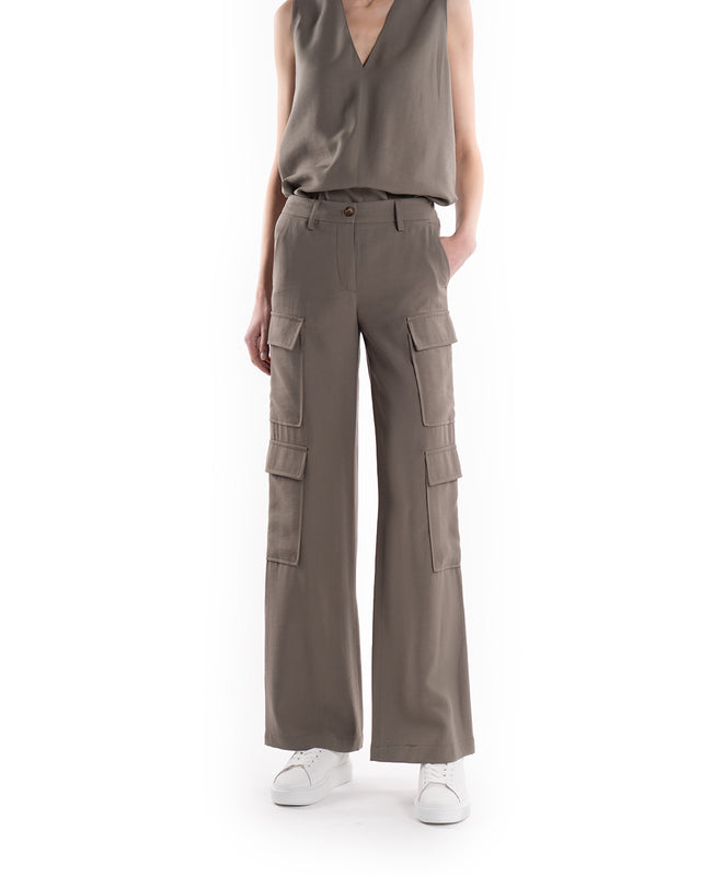 Pantalone Cargo Twill Di Viscosa