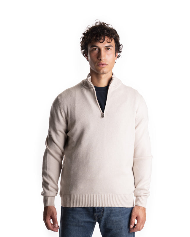 MEZZA ZIP MISTO CASHMERE
