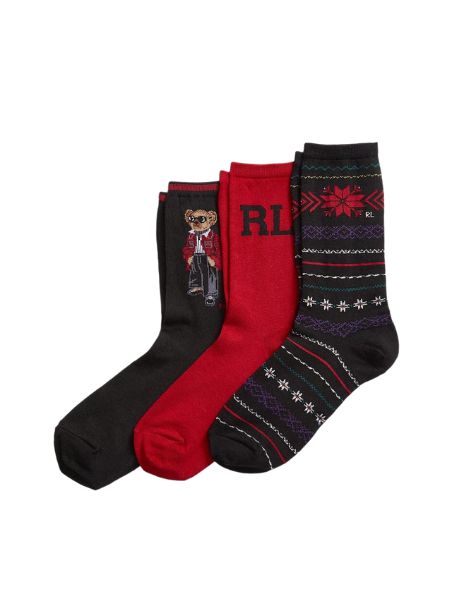 Cofanetto con Set di Calze Natalizie Rosso/Nero