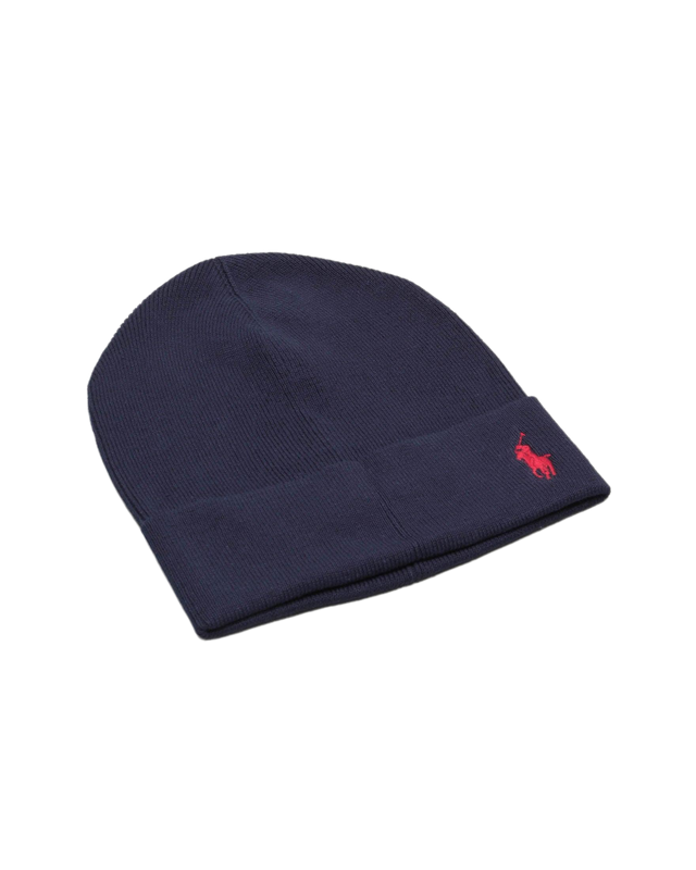 Berretto blu a costine in puro cotone