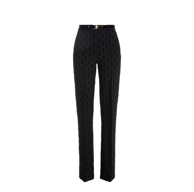 Pantalone dritto in crêpe stampa flock
