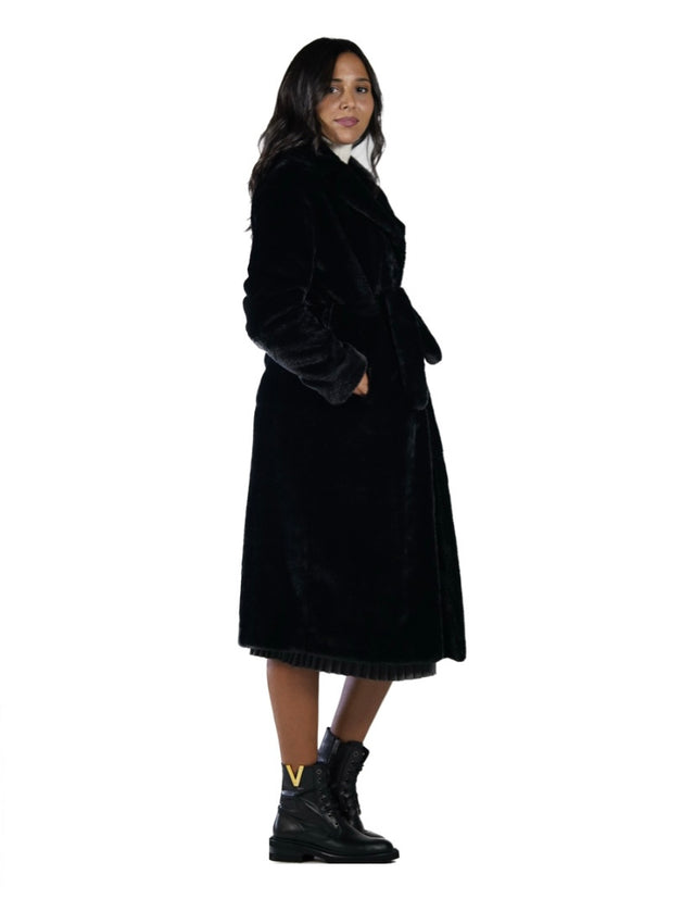 CAPPOTTO CINTURA ECOPELLICCIA