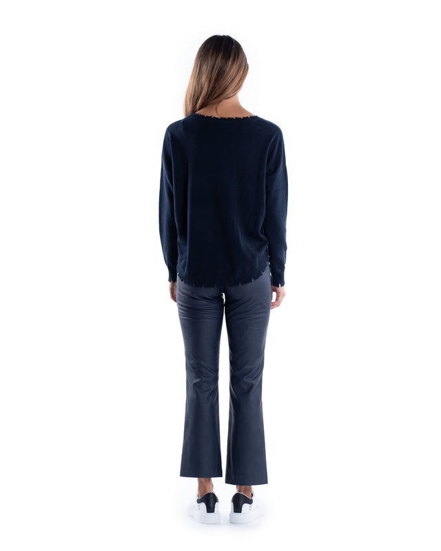 MAGLIA GIROCOLLO CON ROTTURE CASHMERE