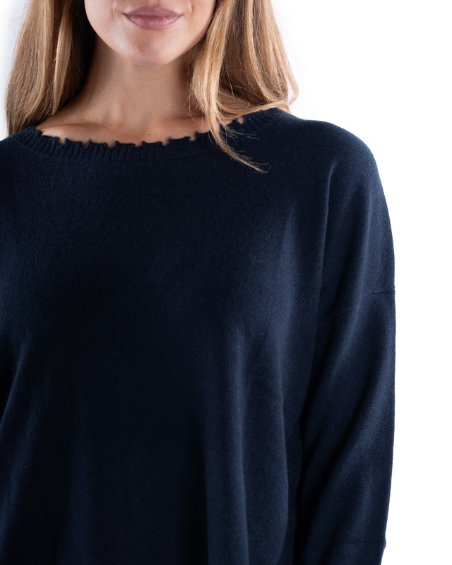 MAGLIA GIROCOLLO CON ROTTURE CASHMERE