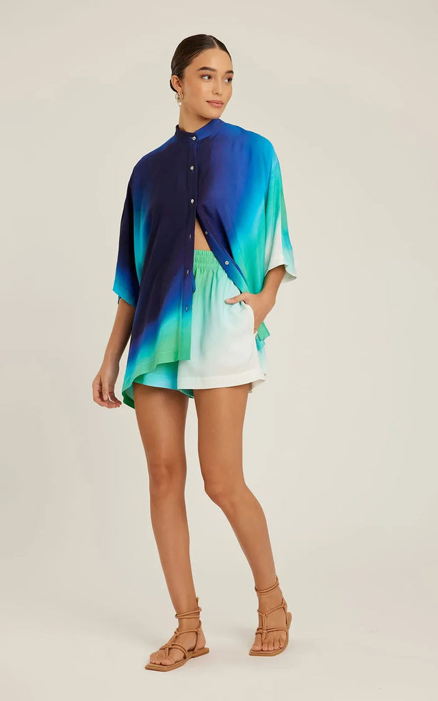 Camicia over coreana colori degradè blu azzurro